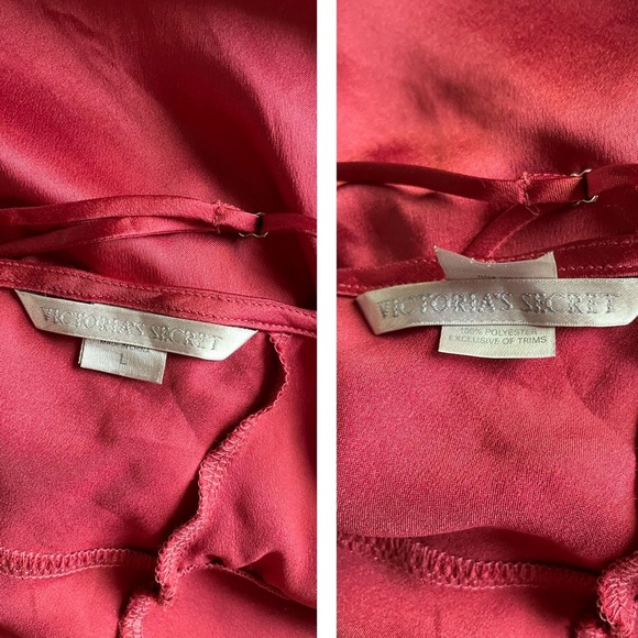 Victoria’s Secret Red Burgundy Satin Cowl Neck Slip Dress Sz Large - Picture 4 of 4